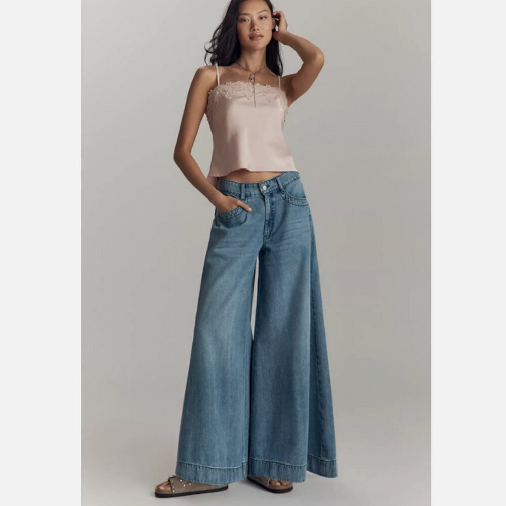 Anthropologie Pilcro Mid-Rise Super-Wide-Leg Jeans Size 26 NWT Organic Cotton - Picture 5 of 6